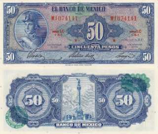 Mexico $ 50 Pesos Ignacio Allende Nov 8, 1961 UNC.  