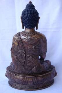 04 Shakyamuni Buddha Statue, Finely Dragon Carved 14H  