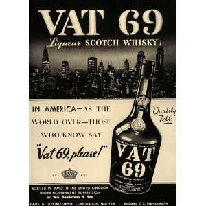  1936 Ad Park Tilford VAT 69 Scotch Whisky City Skyline 