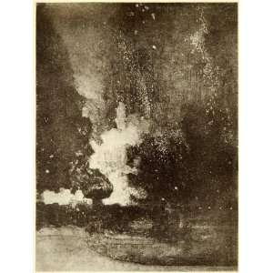   Art Night Rocket Explosion   Original Halftone Print