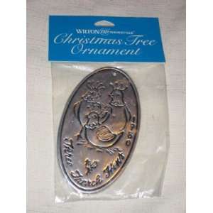   Wilton Pewter RWP   Three French Hens   Pewter Christmas Tree Ornament