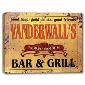  VANDERWALLS Family Name World Famous Bar & Grill 