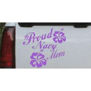 Purple 16in X 17.3in    Proud Navy Mom Hibiscus Flowers Military Car 