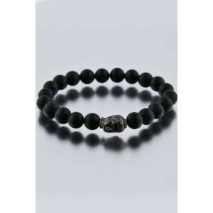   Collection   8mm Round Matte Black Onyx With Buddha Inset Jewelry
