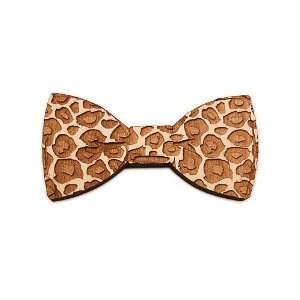   GoodWood NYC Authentic Leopard Print Natural Wooden Bow Tie Jewelry