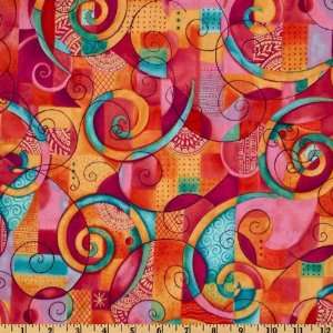  44 Wide Gypsy Wind Abstract Pink Fabric By The Yard 