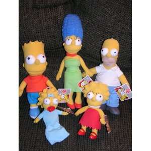 com The Simpsons Set of 5 Plush Simpson Family Dolls Homer Marge Bart 