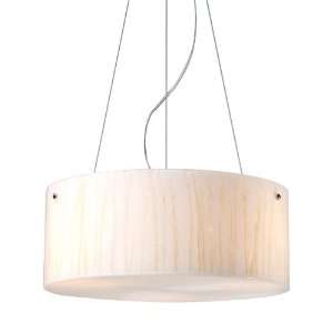   Three Light Pendant with White Sawgrass Material in Polished Chrome