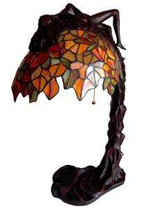WISTERIA LADY SCULPTURE TIFFANY STYLE TABLE DESK LAMP STAINED GLASS 