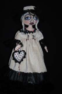 Primitive Folk Art Doll~OOAK~Valentines Day Folk Art Doll with Heart 