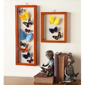   Small Handcrafted Butterfly Collage in Glass Shadow Box Home