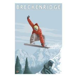 Breckenridge, Colorado, Jumping Snowboarder Giclee Poster Print, 18x24