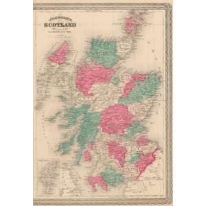  Johnson 1870 Antique Map of Scotland: Home & Kitchen