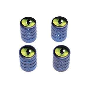    Cat Green Eye   Tire Rim Valve Stem Caps   Blue Automotive