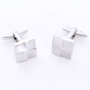 Wedding Favors Dashing Silver Square Cufflinks with Personalized Case