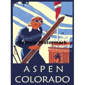 Aspen Colorado Ski School Skiing Ski Winter Sport 16 X 22 Image Size 
