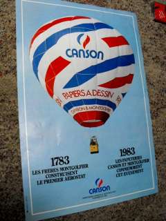 1983 HOT AIR BALLOON ORIGINAL POSTER CANSON  