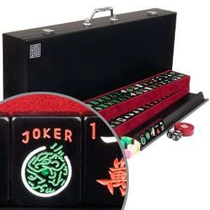    American Jet Black Tiles Mahjong 166 Set Racks Toys & Games