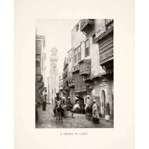 1897 Print Cairo Egypt Streetscape Cityscape Historic Image Donkey 