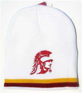 USC Trojans White with Stripes Short Beanie Cap Hat  