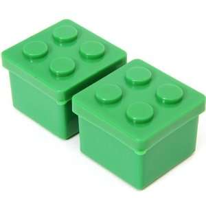  2 green building block sauce container for Bento Box Toys 