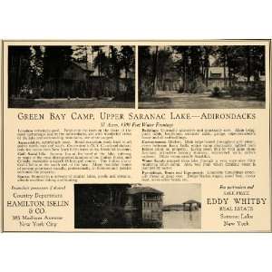  1926 Ad Green Bay Camp Eddy Whitby Saranac Lake NY 