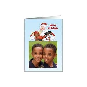 Santa, Reindeer, Snowman Christmas Photo Card Card