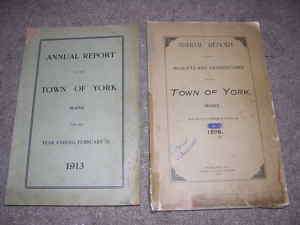 Annual Reports York Maine ME 1898 & 1913 genealogy  