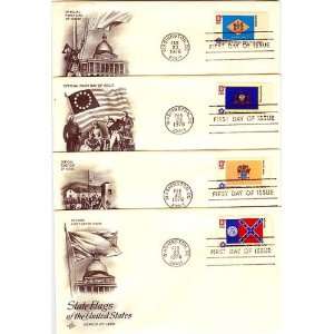 Four First Day Covers: State Flags of the United States, GA, NJ, PA 