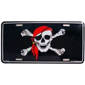  Jolly Roger with Red Bandanna License Plate: Automotive