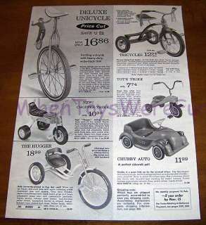 1972 Unicycle, Chopper & Hugger Bicycles & Tricycle Ad  