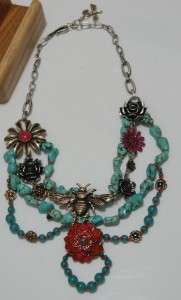 Lucky Brand Turquoise Flower Necklace 18 NWOT Gn296  