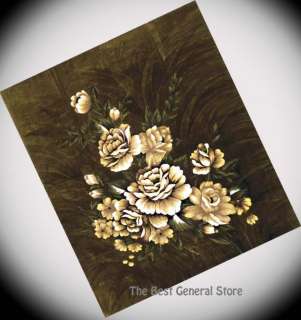Brown Floral Blanket with Cream Roses Queen 77 x 91  