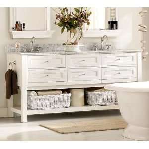  Pottery Barn Classic Double Sink Console   White: Kitchen 