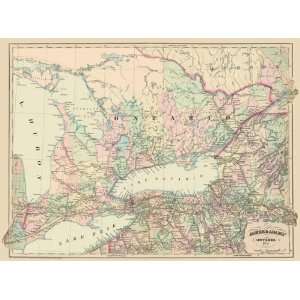  ONTARIO CANADA MAP BY ASHER & ADAMS 1874: Home & Kitchen