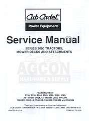 CUB CADET 2160 2165 2185 2000 Series Service Manual IH  