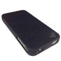 APPLE IPHONE 4 BLACK RUBBER SNAP ON COVER HARD CASE  