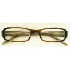 Aventura (B225) Reading Glasses, Brown and Clear Stripe Plastic Frame 