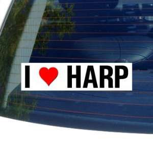  I Love Heart HARP   Window Bumper Sticker: Automotive