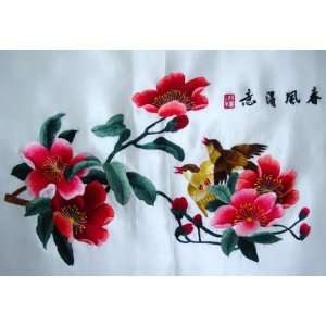   Exquisite Chinese Silk Embroidery Wall Hanging Flower 