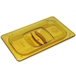  Fourth Size Amber Food Pan Cover, Solid