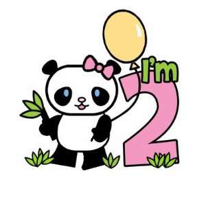  Panda Girl 2nd Birthday Round Sticker 