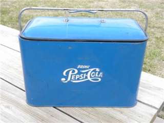 Vintage Blue Metal Pepsi Cola Galvanized Cooler 18 X 11 X 9 