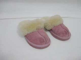 UGG Pink Sheepskin Shearling Lined Leather Slippers Slip On Shoes US 