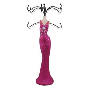 Glittering Dress Mannequin Jewelry Stand   Fuschia