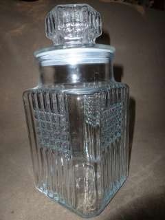 VINTAGE KOEZES LARGE CANISTER CLEAR WAFFLE GLASS NICE  