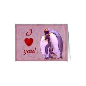  I love you card, two penguins in love Card Health 