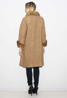 vtg 60s MINK FUR Plush Golden Wool Boucle Swing dress Princess Jacket 