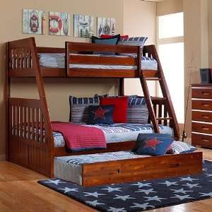   : Merlot Mission Bunk Bed Twin/Full with Twin Trundle: Home & Kitchen