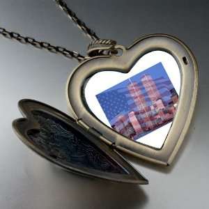  American Twin Towers Large Photo Locket Pendant Necklace 